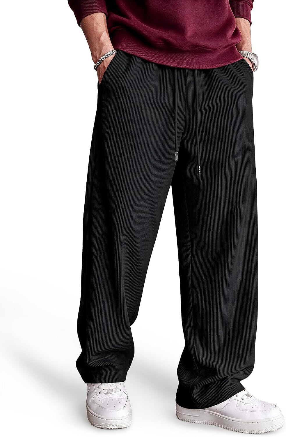 COOFANDY Men's Lightweight Corduroy Pants Relaxed Drawstring Sweatpants