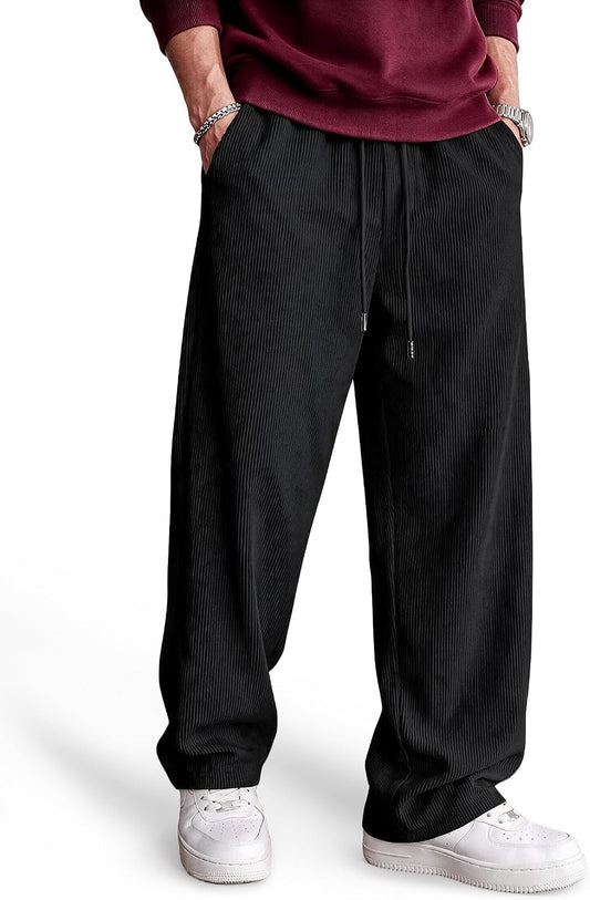 COOFANDY Men's Lightweight Corduroy Pants Relaxed Drawstring Sweatpants