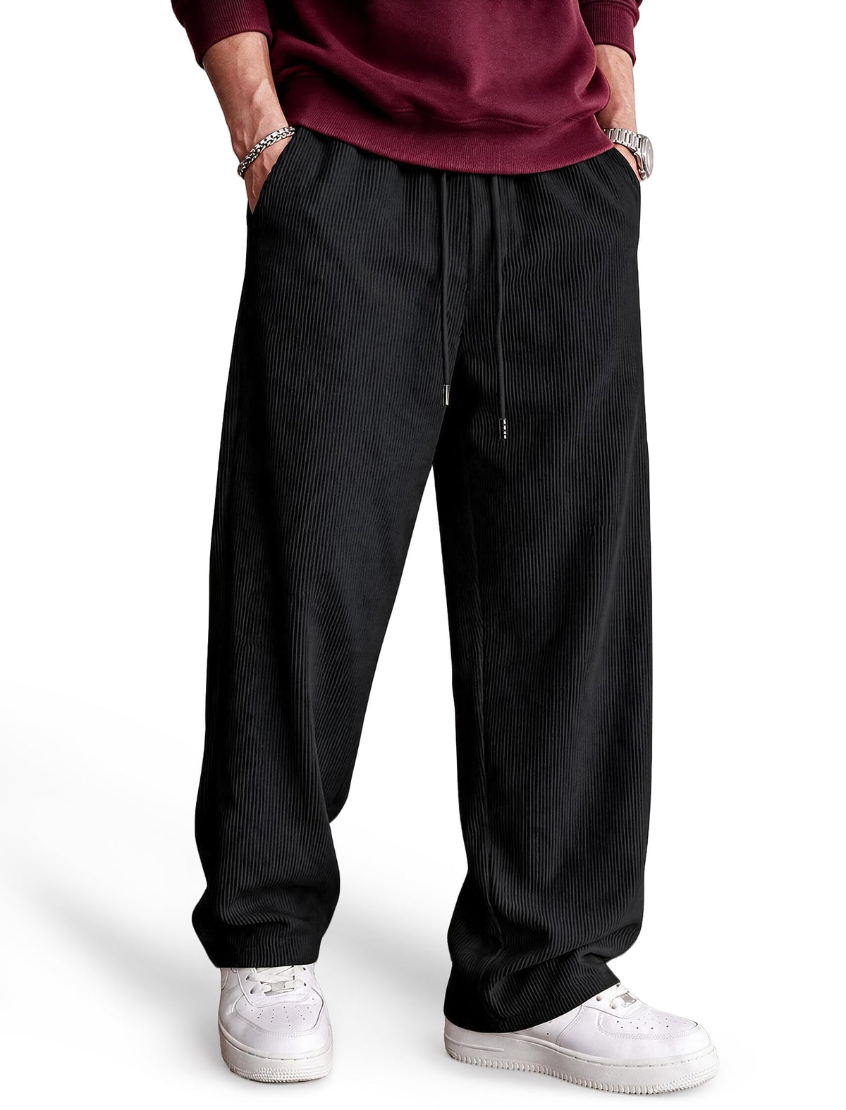 COOFANDY Men's Lightweight Corduroy Pants Relaxed Drawstring Sweatpants
