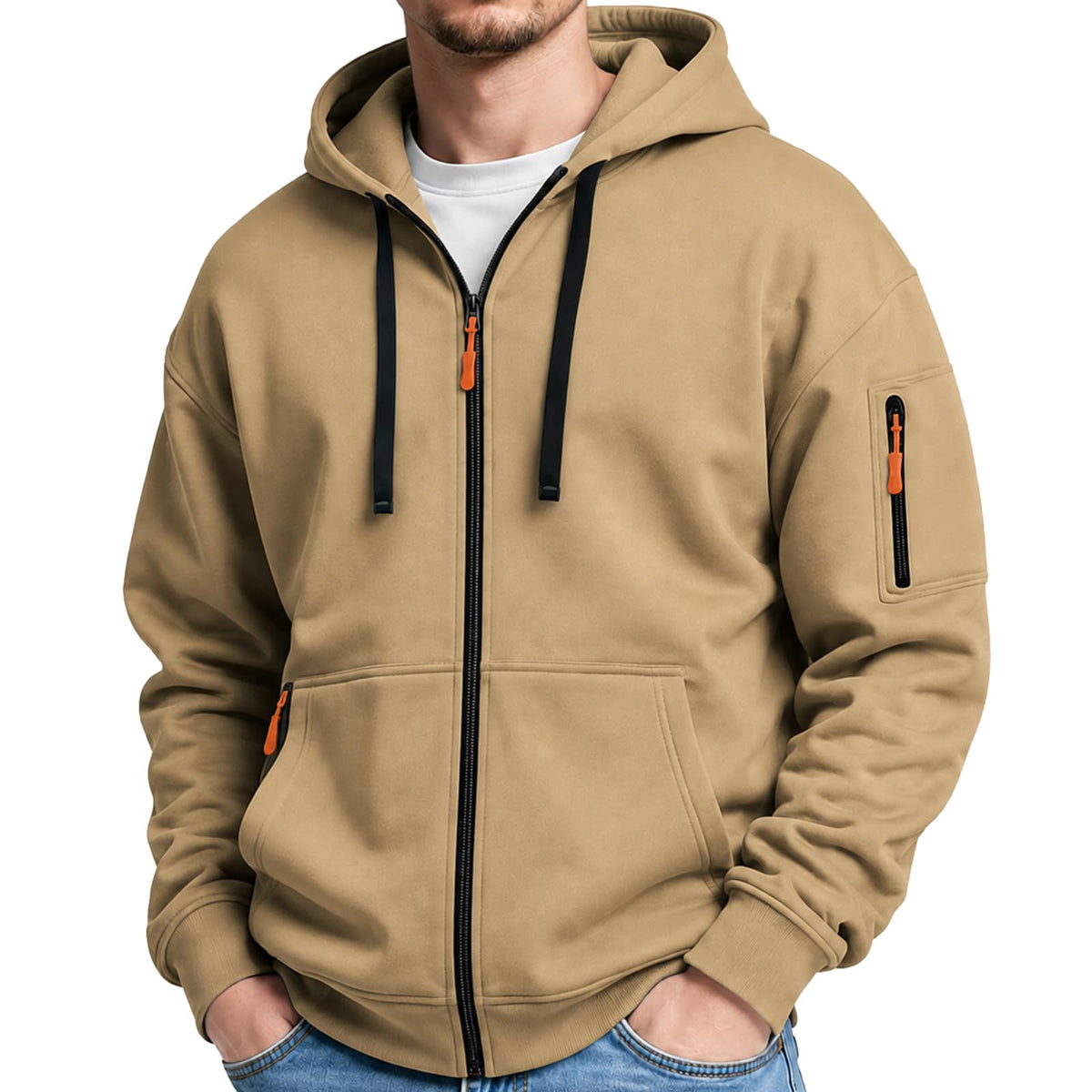MANTORS Mens Fleece Jackets Contrast Hoodies Lightweight Sweatshirt Color Block Jacket Coats