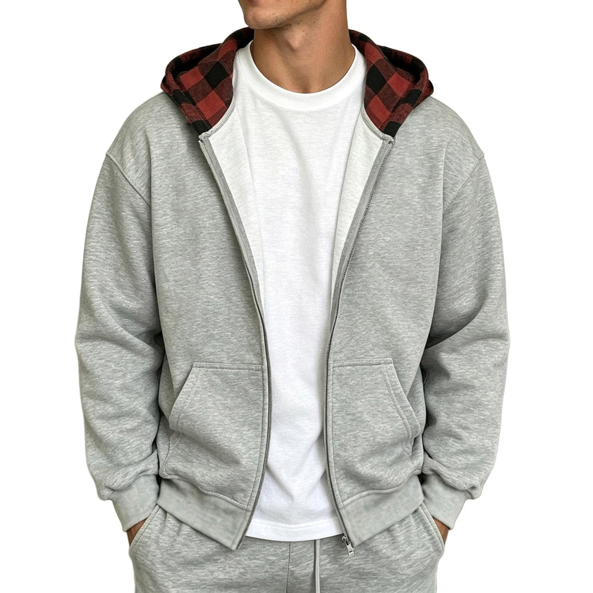 Full Zip Hoodies For Men Y2k Plaid Hoodie Reversible Oversized Graphic Sweatshirt Streetwear Jacket Hip Hop Outfits