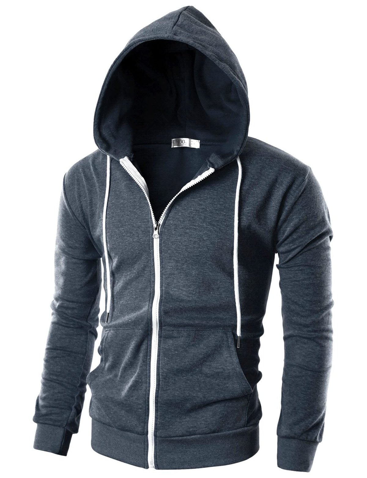 Ohoo Men's Zip Up Hoodie Lightweight Slim Fit Hooded Jacket