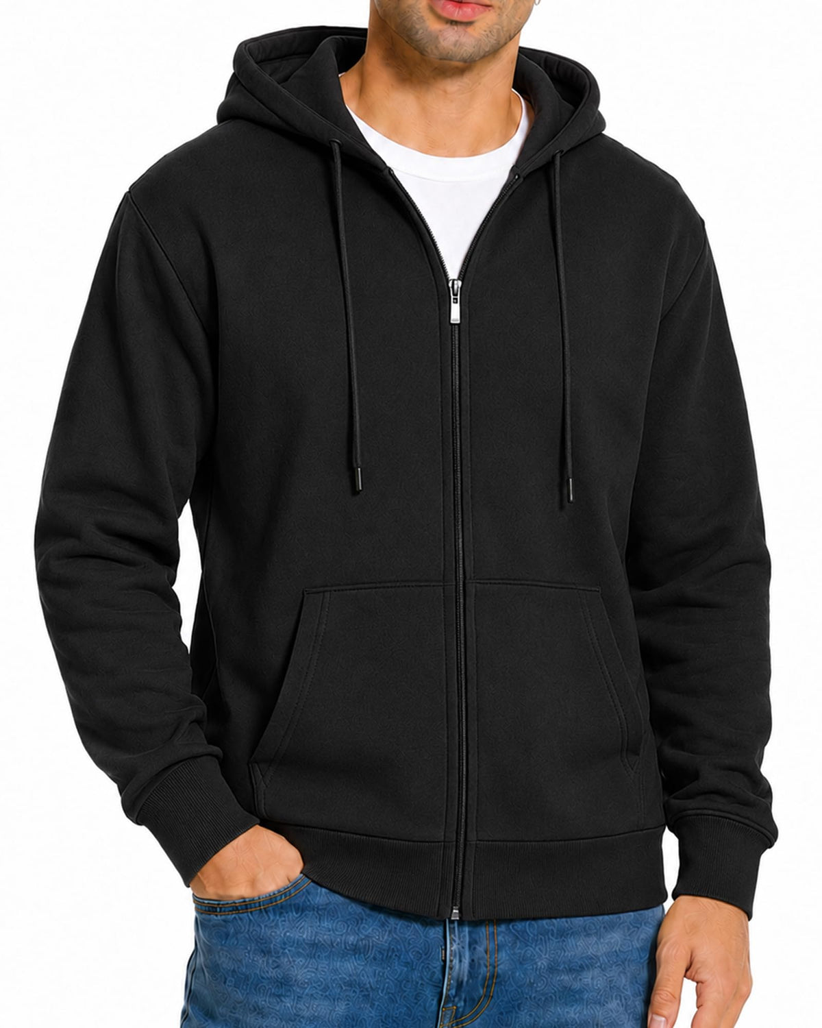 Men's Zip Up Hoodie Fleece Sweatshirt Jacket with Pockets