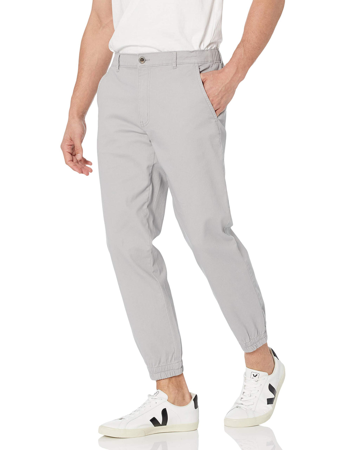 Amazon Essentials Men's Straight-Fit Chino Jogger Pants with Elastic Waist and Pockets
