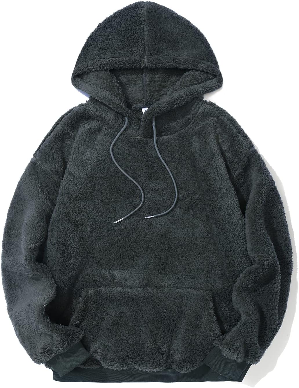 PEGENO Mens Fuzzy Sherpa Hoodie Pullover Sweatshirts Loose Cozy Pocket Long Sleeve Winter Hooded Outwear