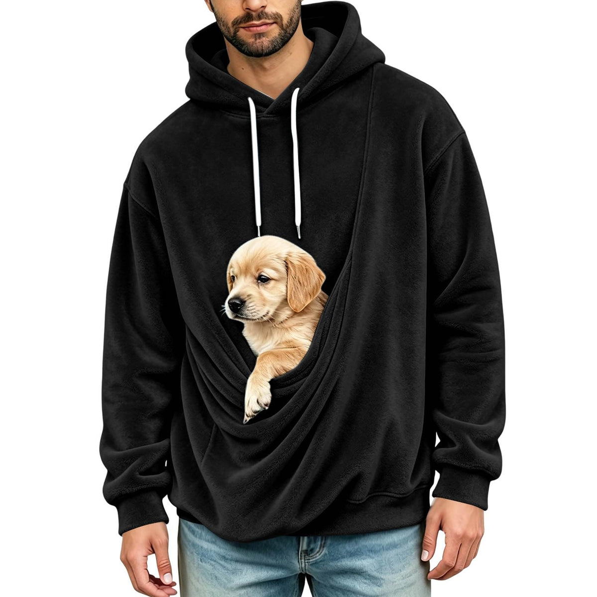 Mens Hoodies Pullover Fashion Kangaroo Pouch Hoodie Slim Oversized Tops Fall Winter Casual Animal Holder Sweatshirts