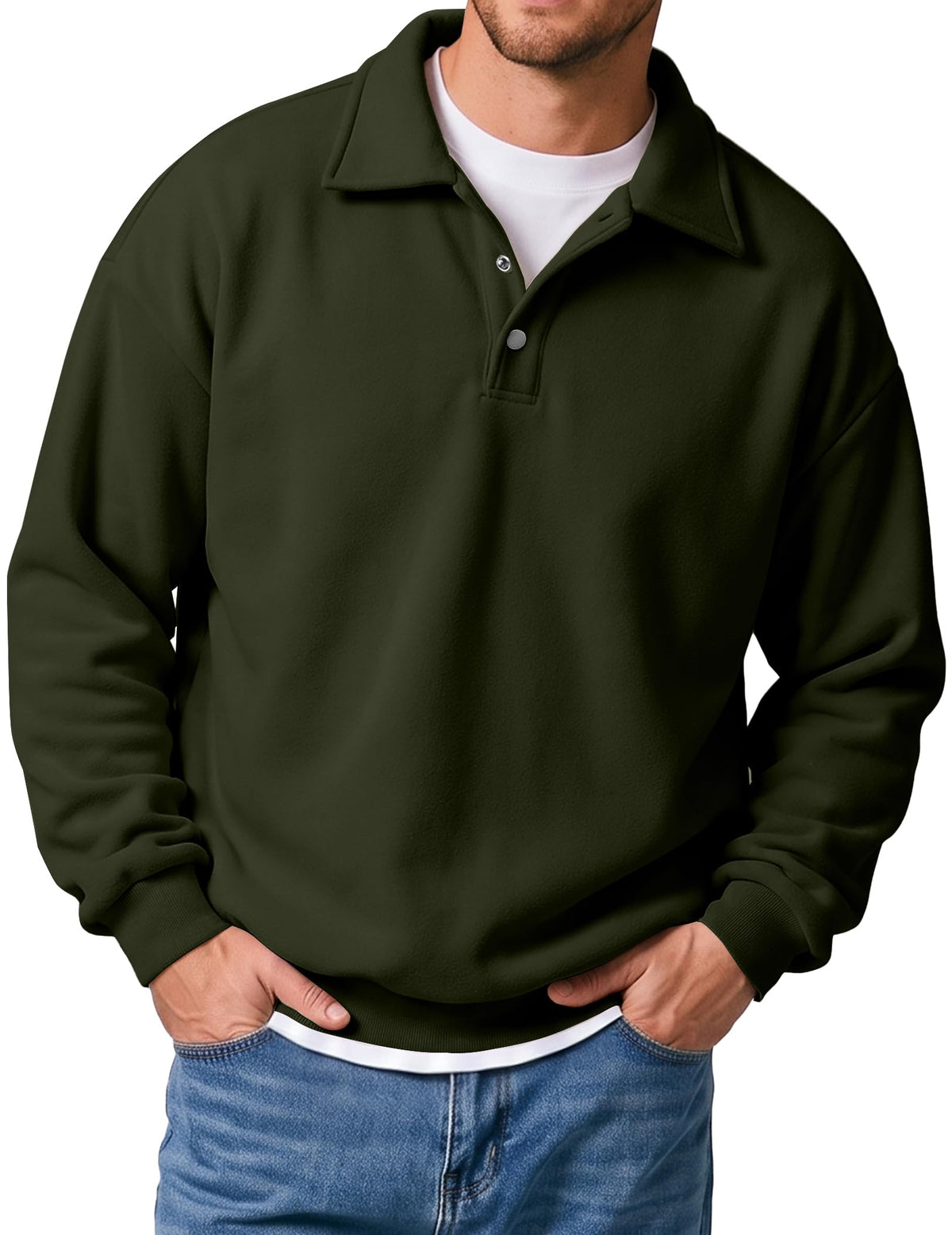 JMIERR Men's Casual Polo Sweatshirt Pullover Sweaters
