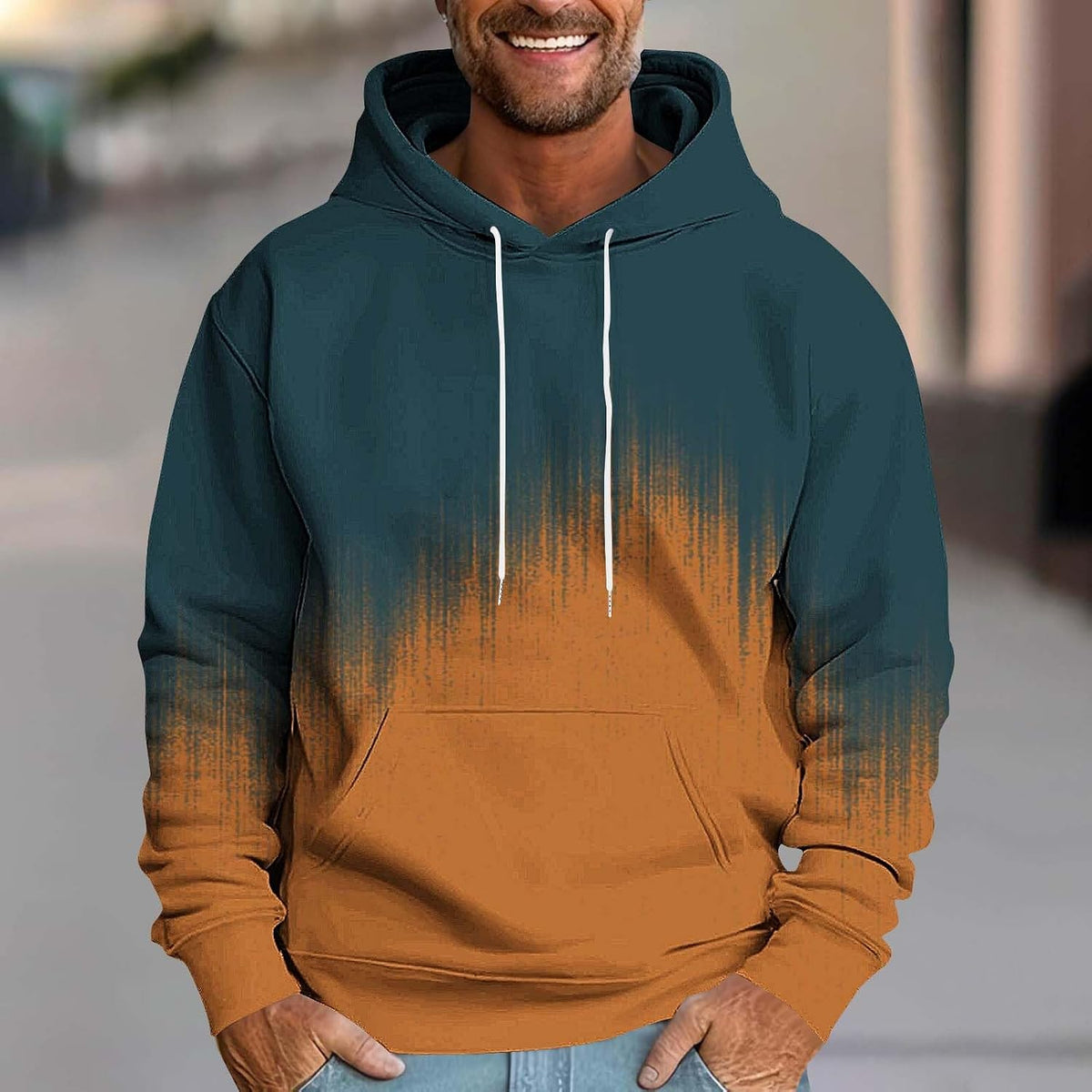 Hoodies for Men Ombre Gradient Graphic Hooded Sweatshirt