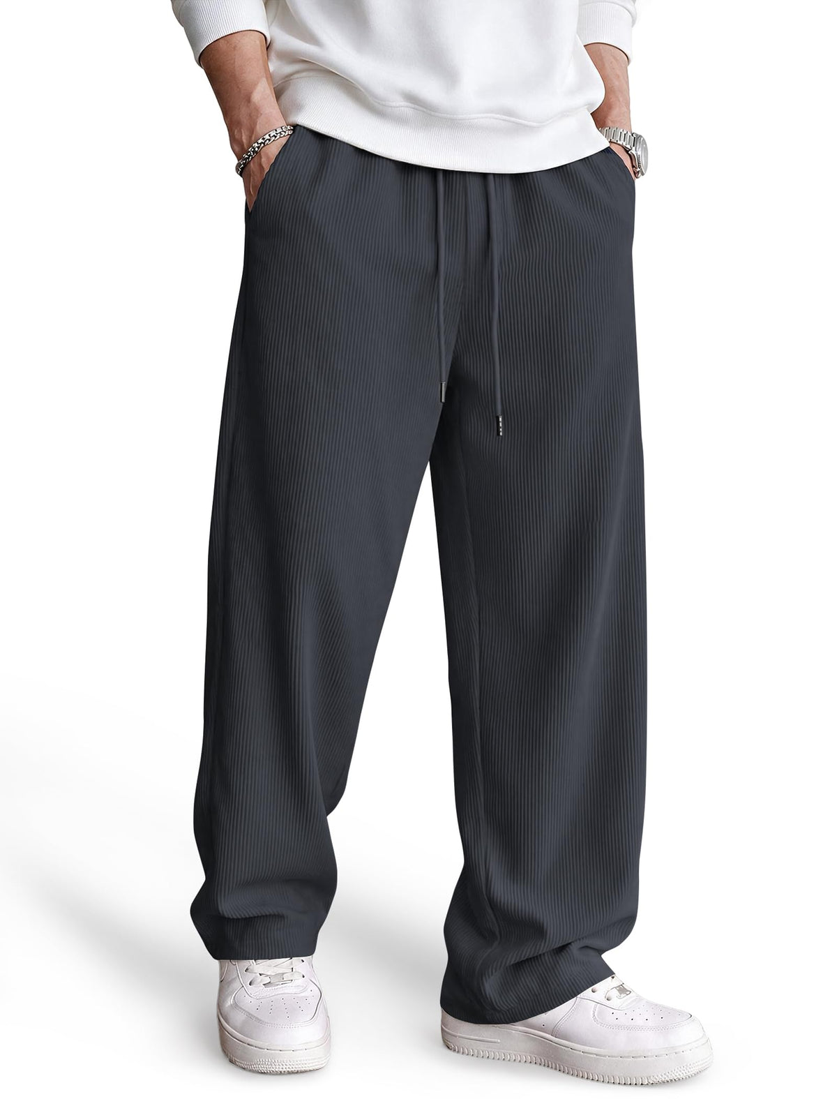 COOFANDY Men's Lightweight Corduroy Pants Relaxed Drawstring Sweatpants