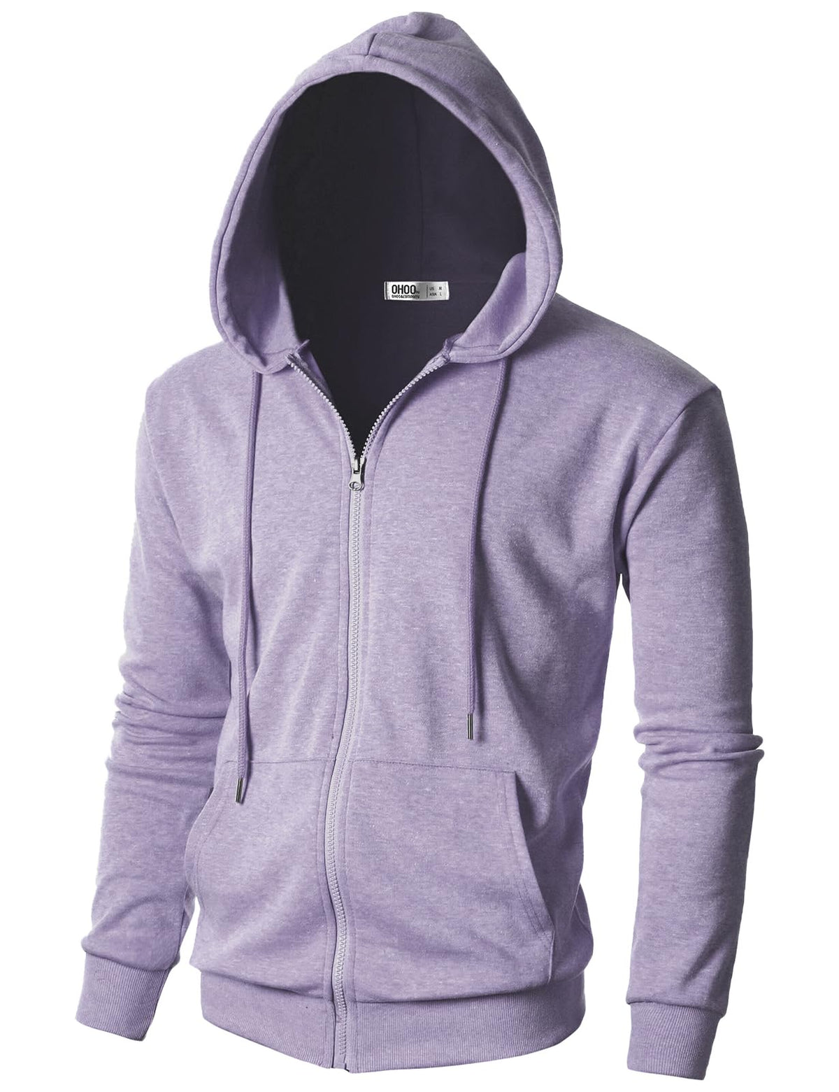 Ohoo Men's Zip Up Hoodie Lightweight Slim Fit Hooded Jacket