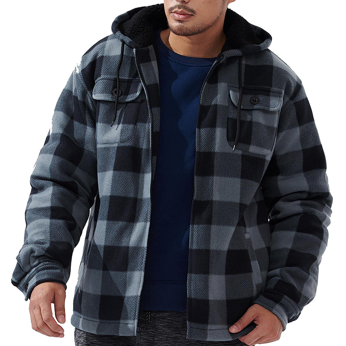 Gary Com Heavyweight Sherpa Hoodies for Men, Thick Fleece Lined Full Zip Up Winter Warm Sweatshirts Work Jackets
