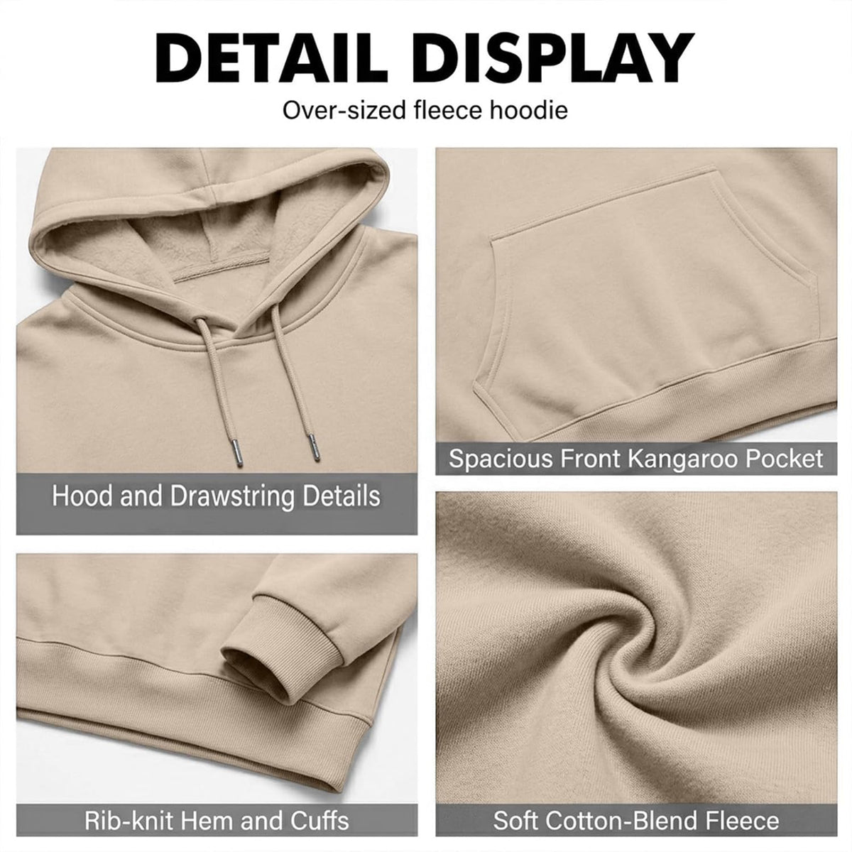 Mens Hoodie Big and Tall Streetwear Hoodies Fleece Hood Pullover Sweatshirt