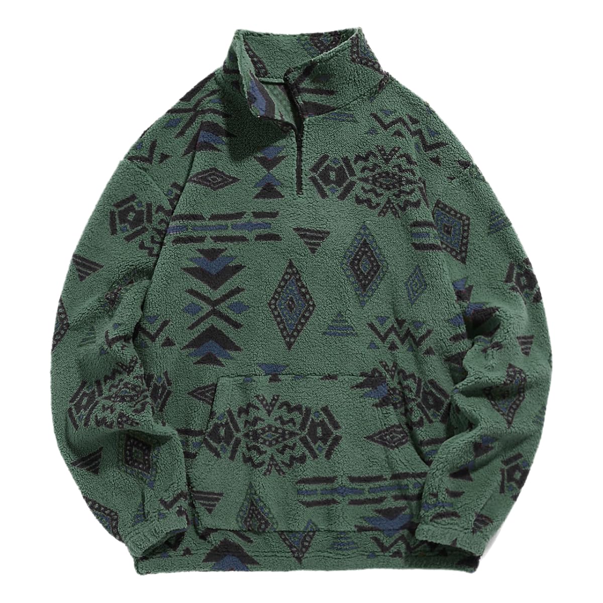 ZAFUL Men 1/4 Zipper Ethnic Aztec Fleece Unisex Winter Sweatshirt Tops 2026