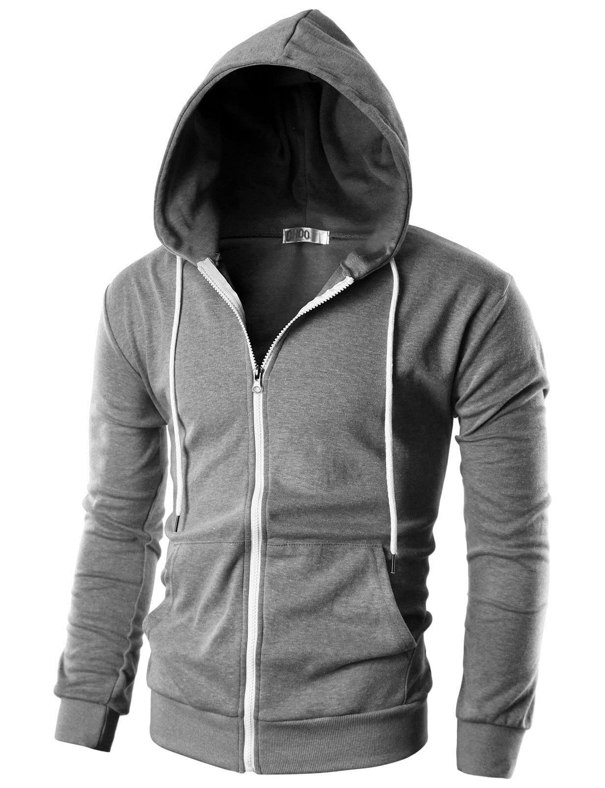 Ohoo Men's Zip Up Hoodie Lightweight Slim Fit Hooded Jacket