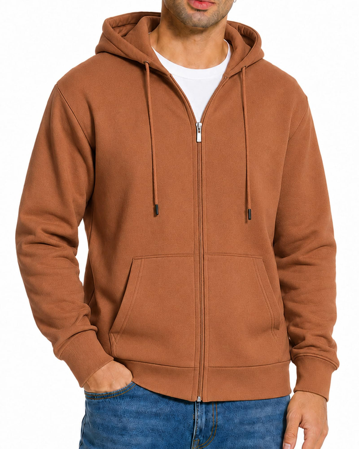 Men's Zip Up Hoodie Fleece Sweatshirt Jacket with Pockets