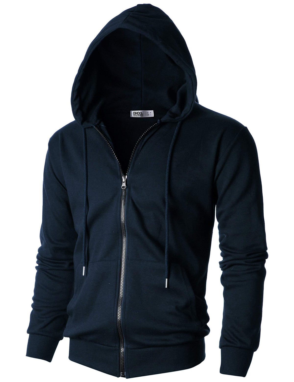 Ohoo Men's Zip Up Hoodie Lightweight Slim Fit Hooded Jacket