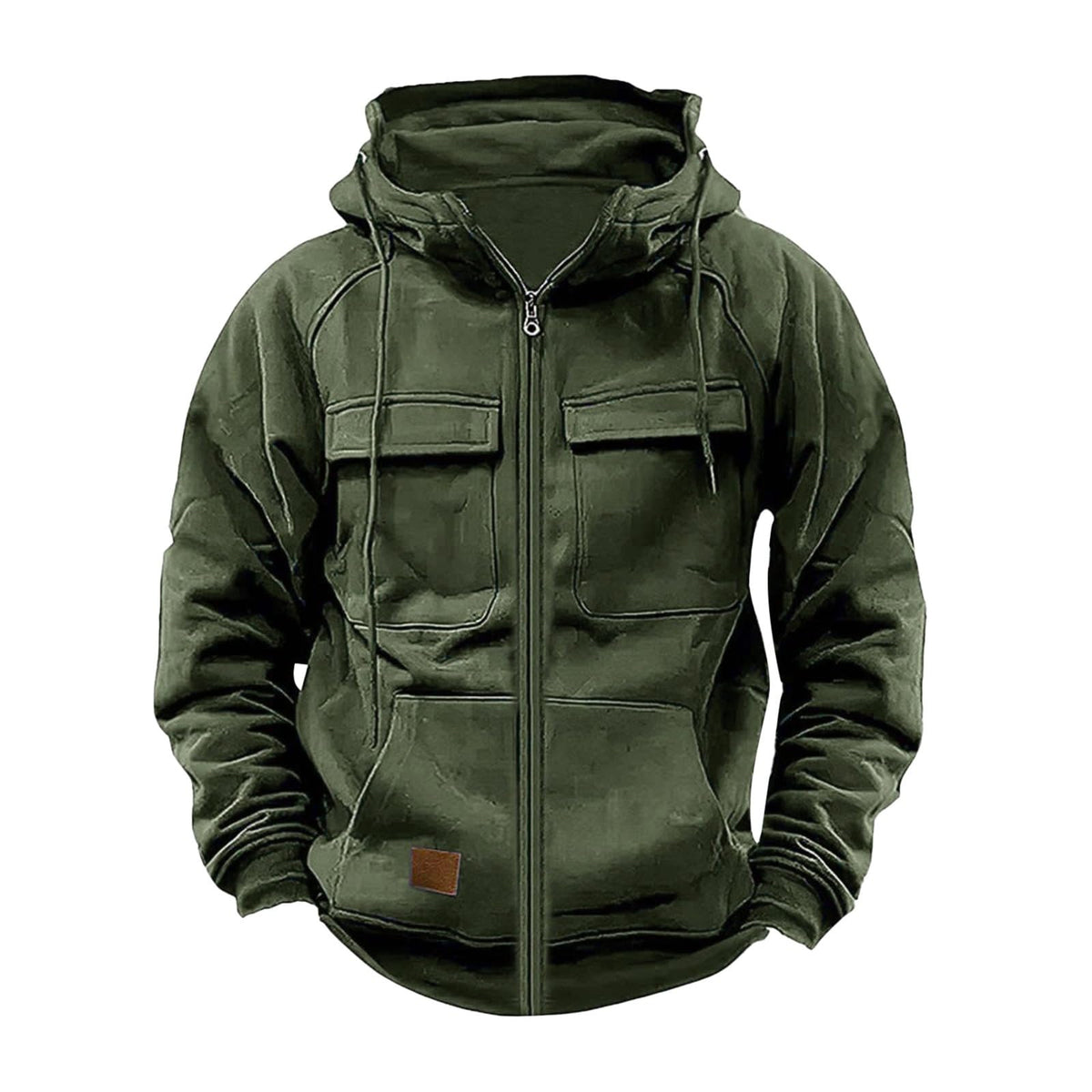 Mens Tactical Hoodies Zip Up Military Cargo Sweatshirts Long Sleeve Hoodie