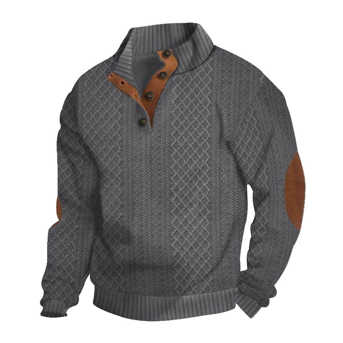 Men's Casual Sweatshirt Pullover Sweater Casual Long Sleeve Stand Collar Quarter Button Sweaters