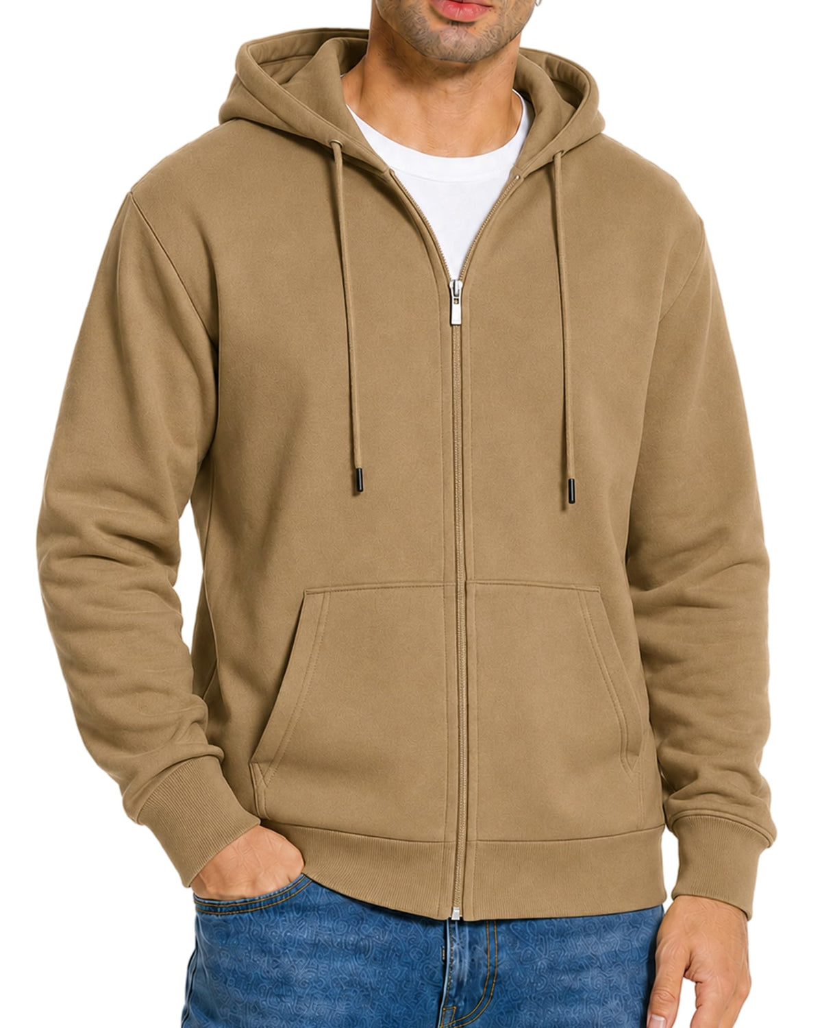Men's Zip Up Hoodie Fleece Sweatshirt Jacket with Pockets