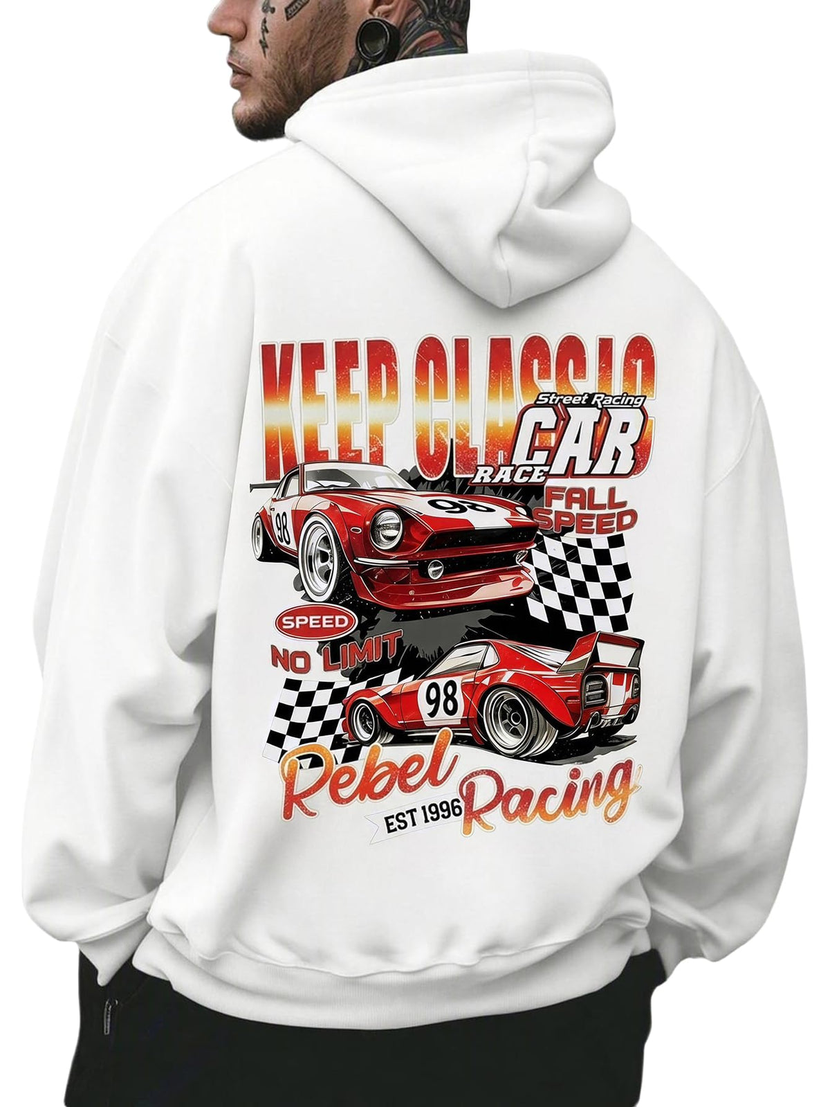 RoseSeek Men's Vintage Graphic Car Hoodies Long Sleeve Thermal Sweatshirts
