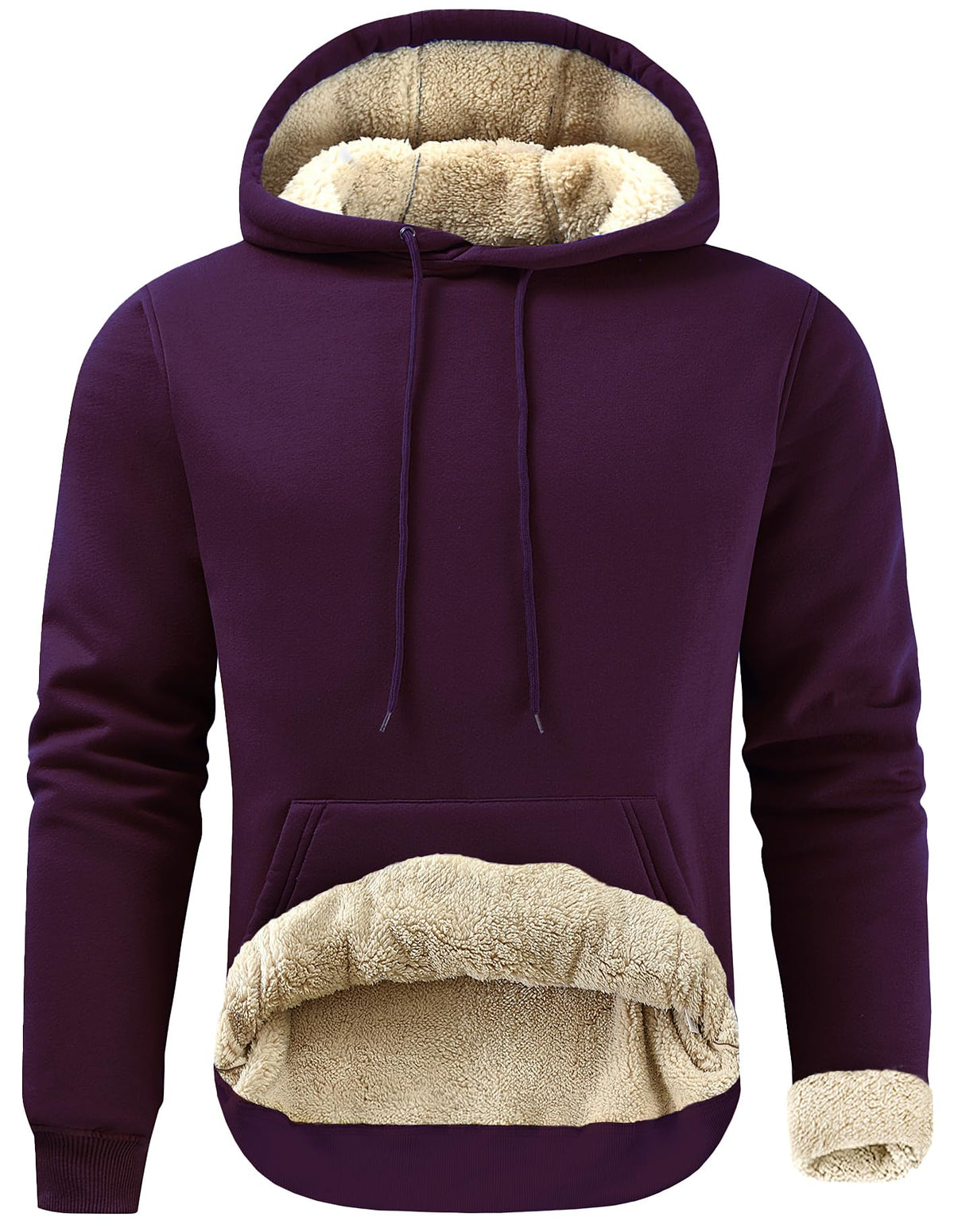 Gesean Men's Cotton Fleece Pullover Hoodie Sherpa Warm Hooded Sweatshirt