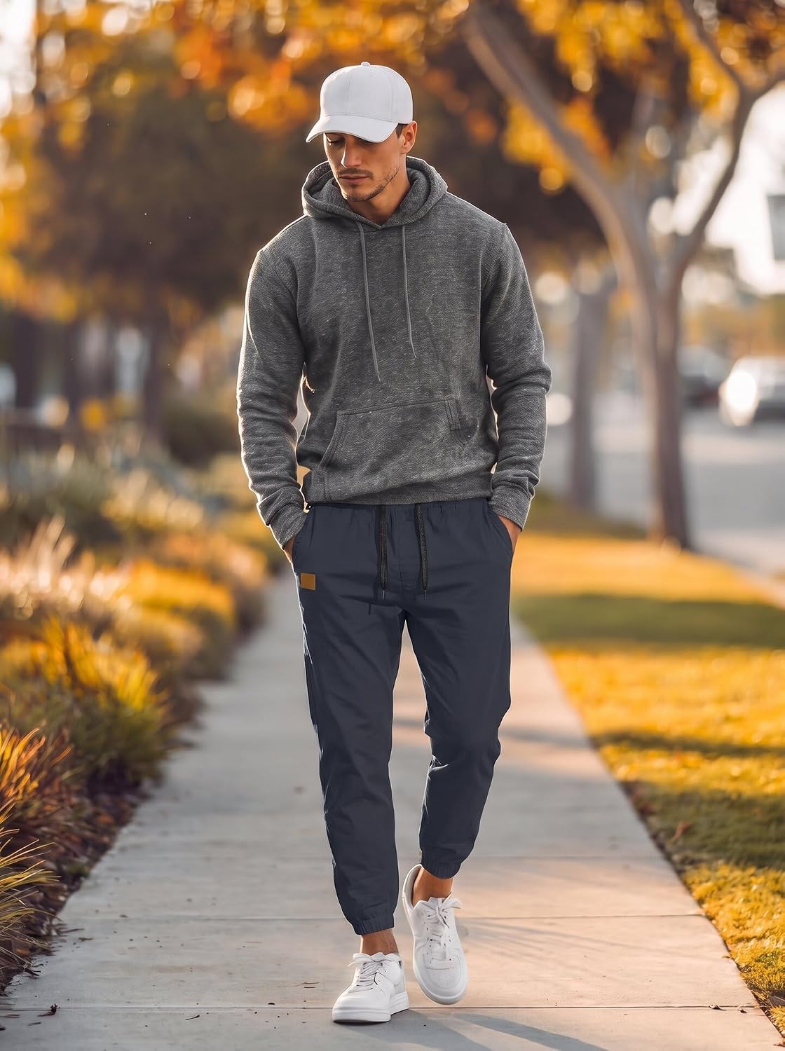COOFANDY Mens Casual Joggers Cotton Elastic Drawstring Chino Cargo Pants