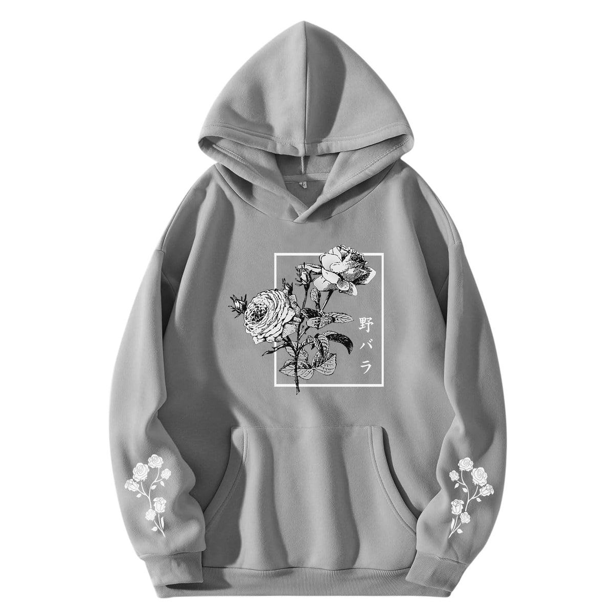 Sulayesh Rose Floral Graphic Hoodie for Men Aesthetic Japanese Cool Hoodies Oversized Trendy Streetwear Pullover Sweatshirt