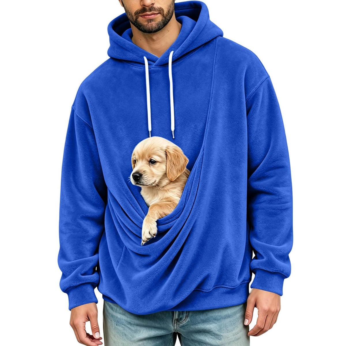 Mens Hoodies Pullover Fashion Kangaroo Pouch Hoodie Slim Oversized Tops Fall Winter Casual Animal Holder Sweatshirts