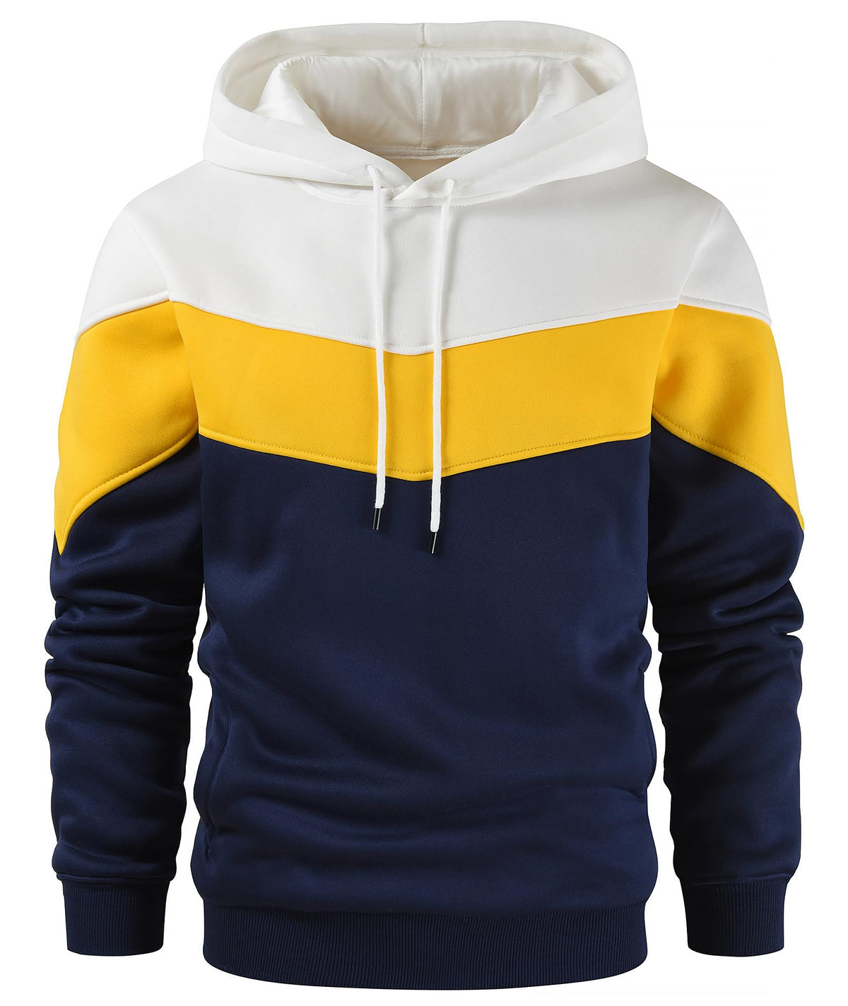 Gesean Men's Novelty Color Block Pullover Fleece Hoodie Casual Sweatshirt