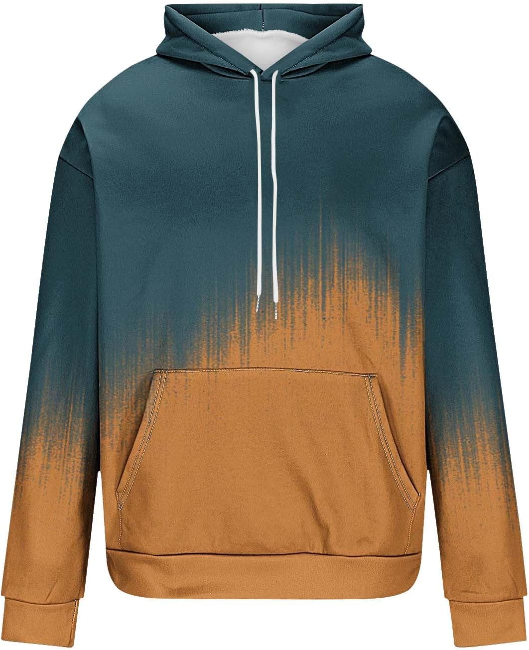 Hoodies for Men Ombre Gradient Graphic Hooded Sweatshirt