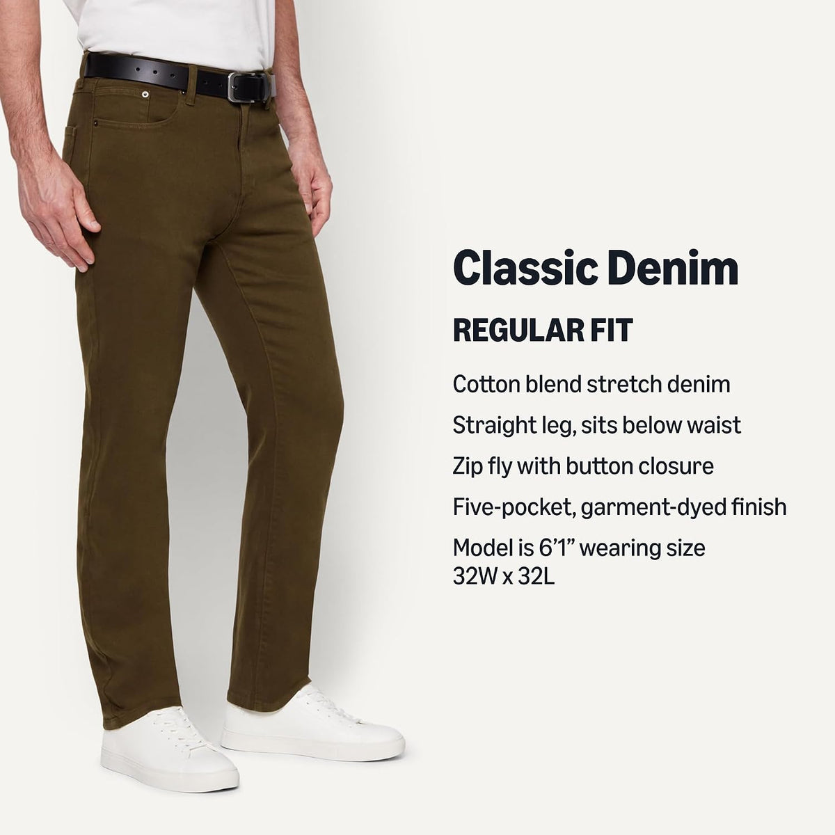 Amazon Essentials Men's Regular Fit Garment Dyed Five Pocket Pant