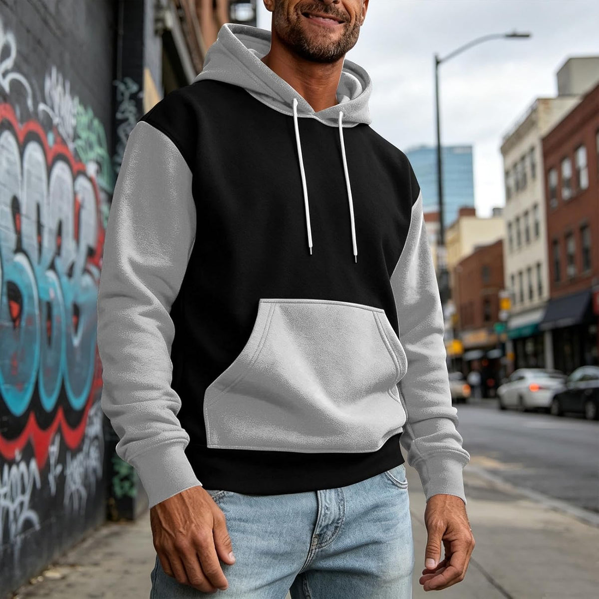 Mens Hoodies Long Sleeve with Pocket Pullover Hoodie Fashion Fall Winter Sweatshirt