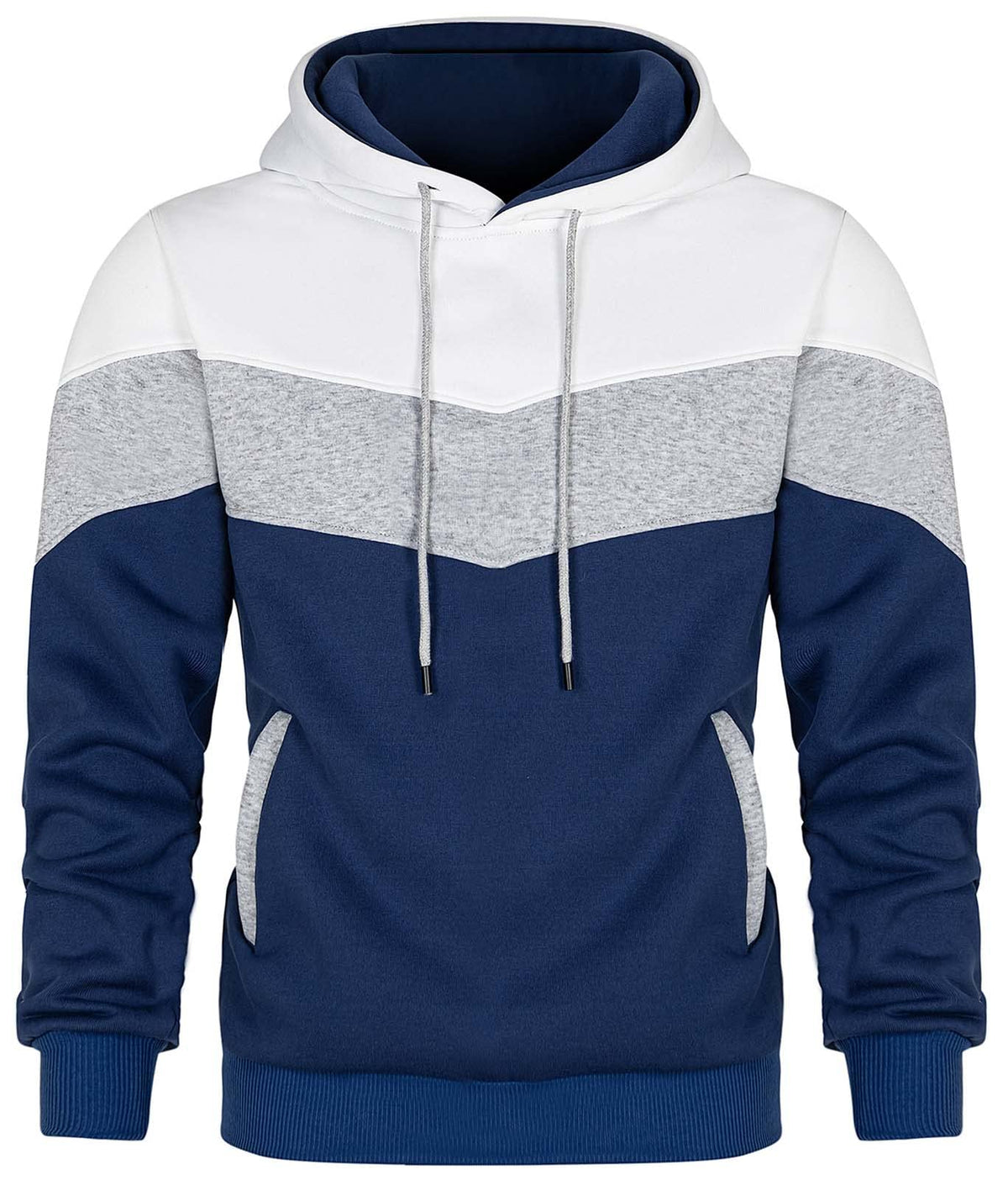Keasmto Mens Hoodies Pullover Sweatshirt Color Block Fleece Long Sleeve Patchwork Casual Hoodie with Pockets