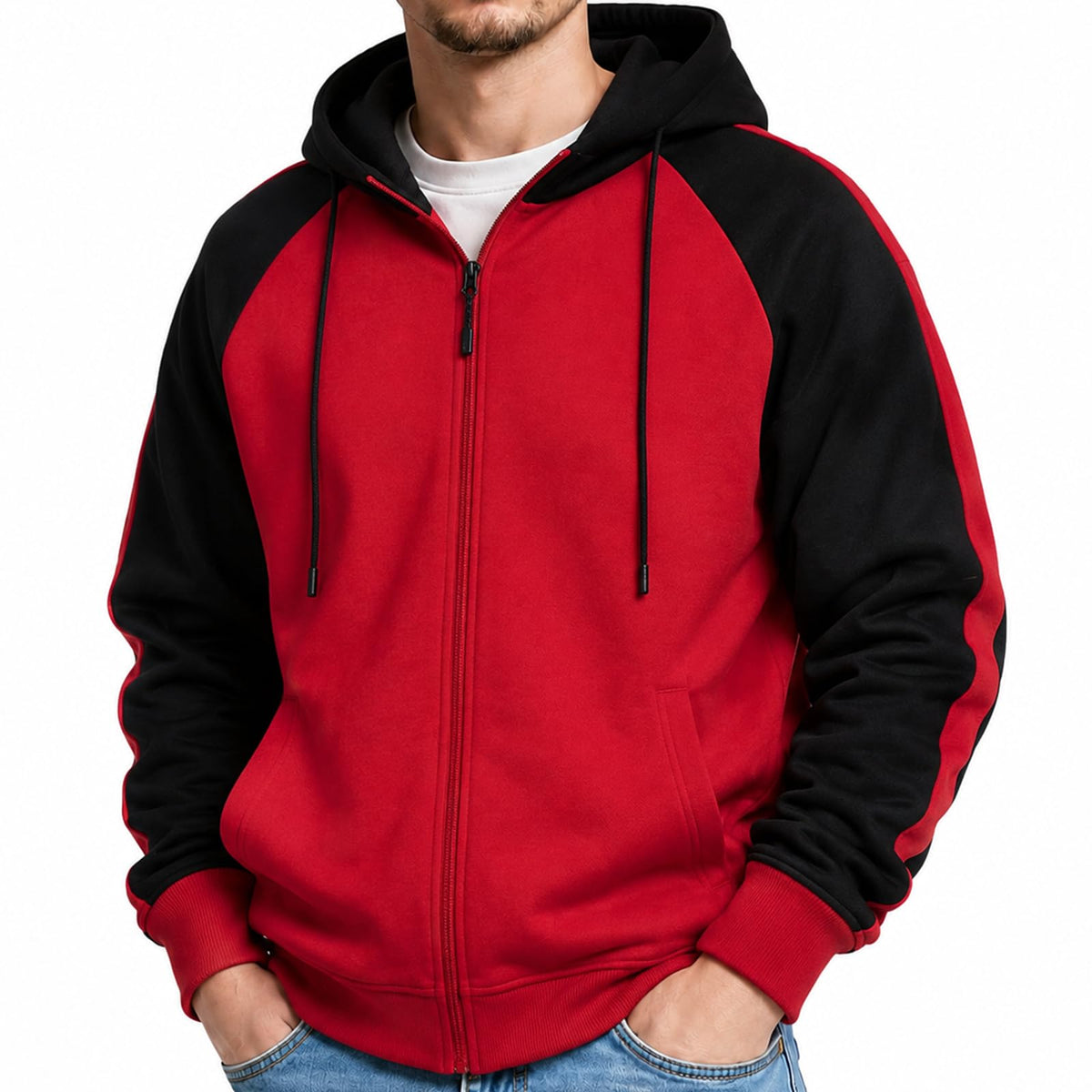 MANTORS Mens Fleece Jackets Contrast Hoodies Lightweight Sweatshirt Color Block Jacket Coats