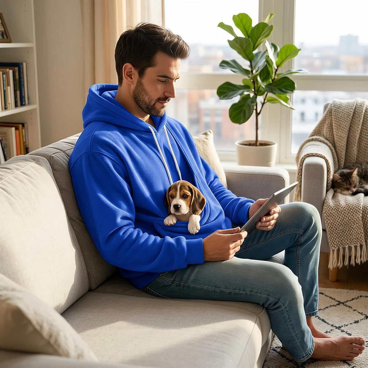 Mens Hoodies Pullover Fashion Kangaroo Pouch Hoodie Slim Oversized Tops Fall Winter Casual Animal Holder Sweatshirts