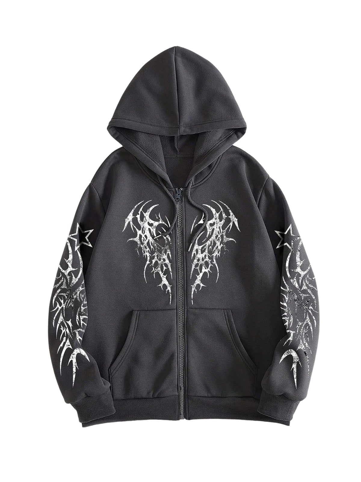 SHENHE Men's Zip Up Graphic Hoodie Long Sleeve Drawstring Sweatshirt