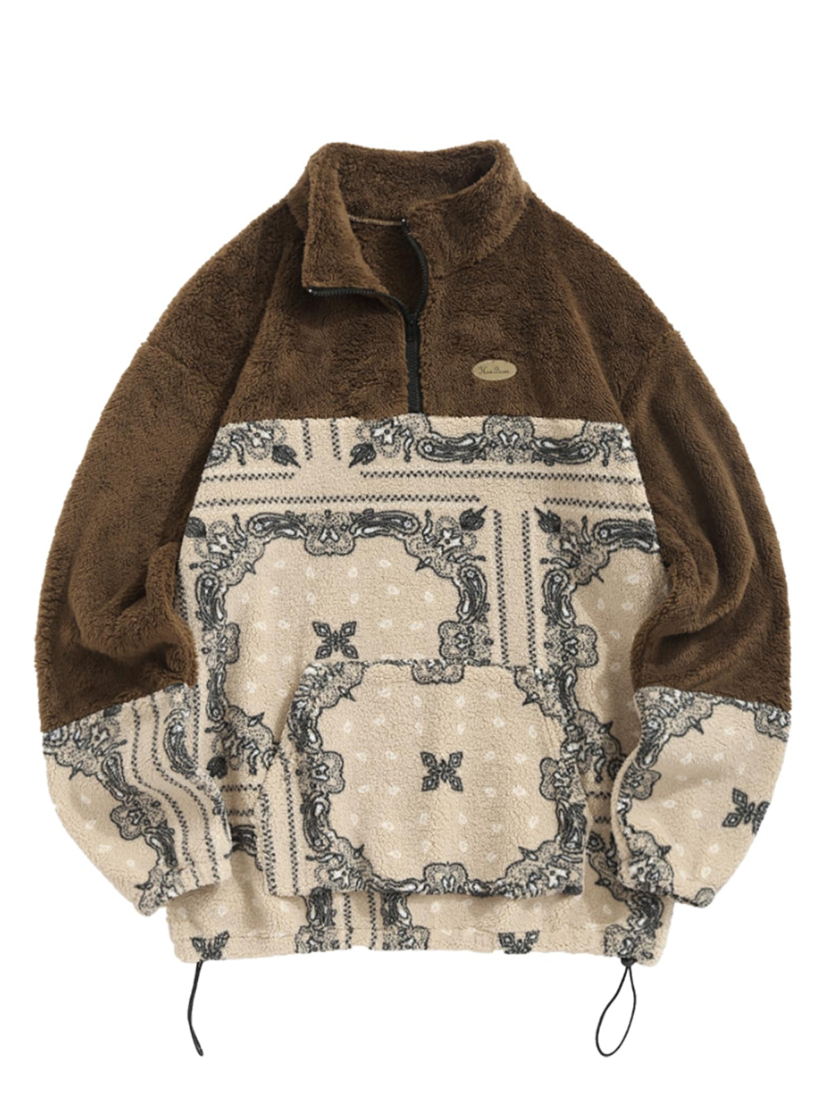 ZAFUL Men 1/4 Zipper Ethnic Aztec Fleece Unisex Winter Sweatshirt Tops 2026
