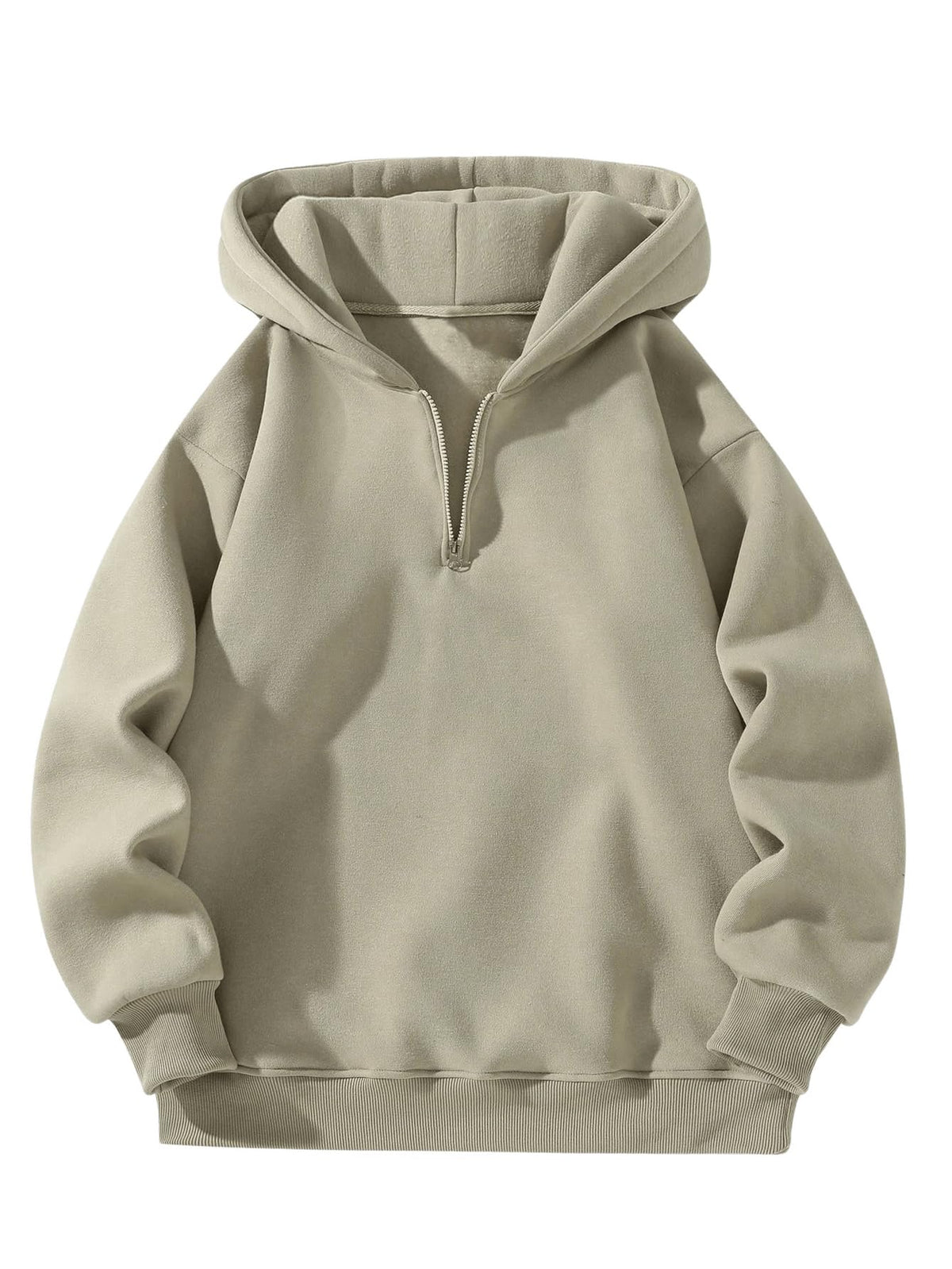 Verdusa Mens Quarter Zip Hoodie Long Sleeve Drop Shoulder Fleece Sweatshirt