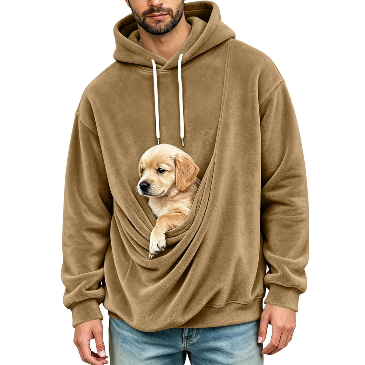Mens Hoodies Pullover Fashion Kangaroo Pouch Hoodie Slim Oversized Tops Fall Winter Casual Animal Holder Sweatshirts