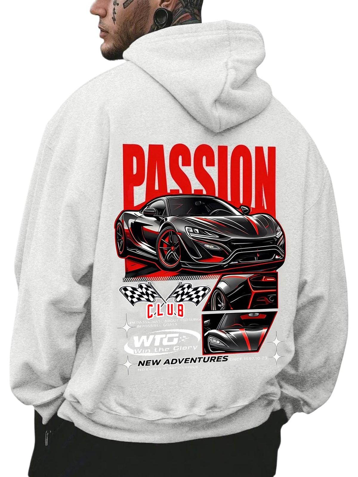 RoseSeek Men's Vintage Graphic Car Hoodies Long Sleeve Thermal Sweatshirts