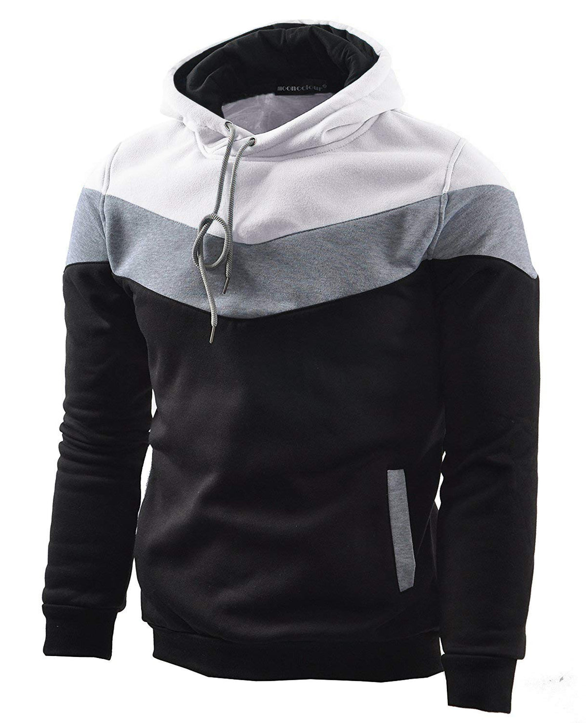 Men's Fashion Novelty Color Block Hoodies Long Sleeve Fleece Hooded Pullover Sweatshirts with Pockets