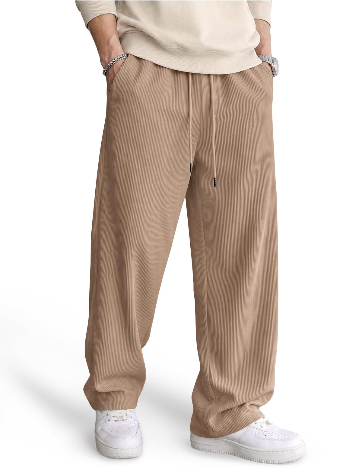 COOFANDY Men's Lightweight Corduroy Pants Relaxed Drawstring Sweatpants