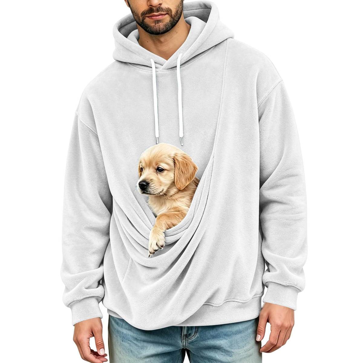 Mens Hoodies Pullover Fashion Kangaroo Pouch Hoodie Slim Oversized Tops Fall Winter Casual Animal Holder Sweatshirts