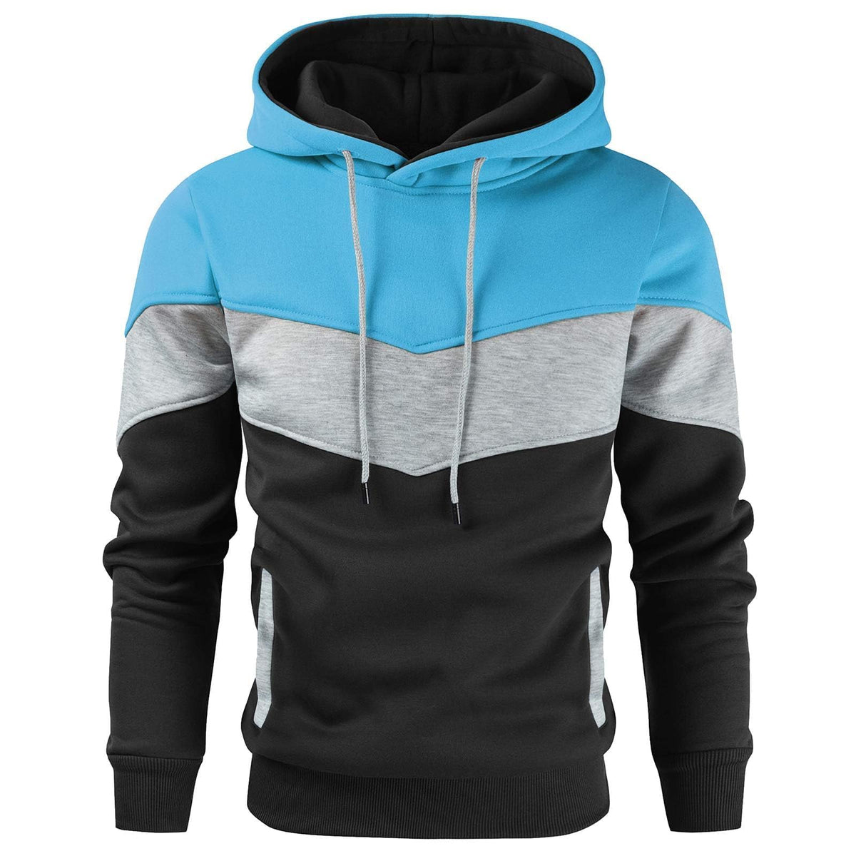 Gesean Men's Novelty Color Block Pullover Fleece Hoodie Casual Sweatshirt