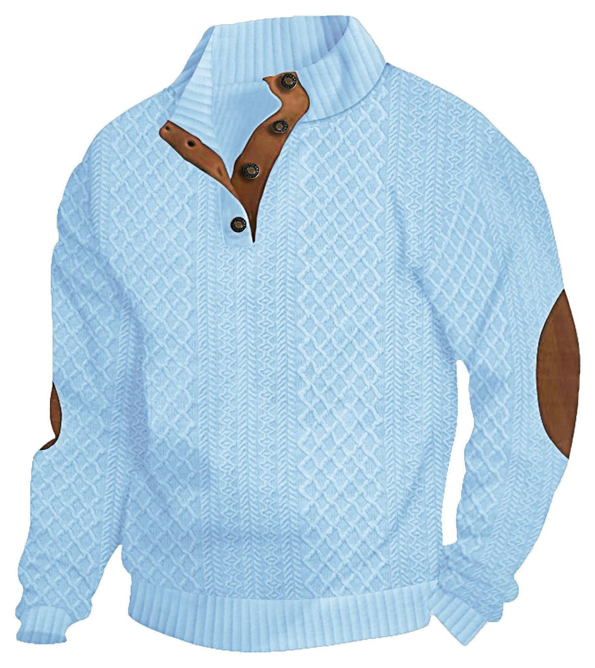 Men's Casual Sweatshirt Pullover Sweater Casual Long Sleeve Stand Collar Quarter Button Sweaters