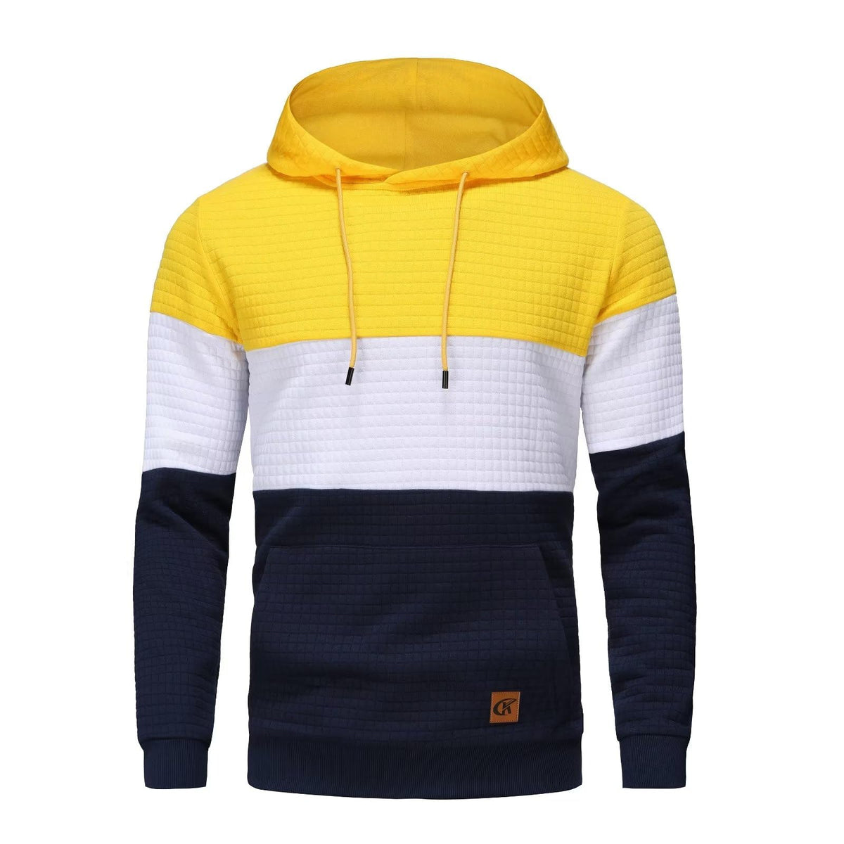 Yundobop Men's Pullover Hoodies Plaid Jacquard with Kangaroo Pocket