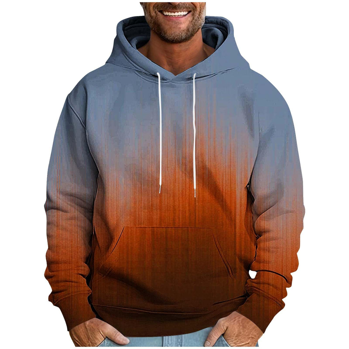 Hoodies for Men Ombre Gradient Graphic Hooded Sweatshirt