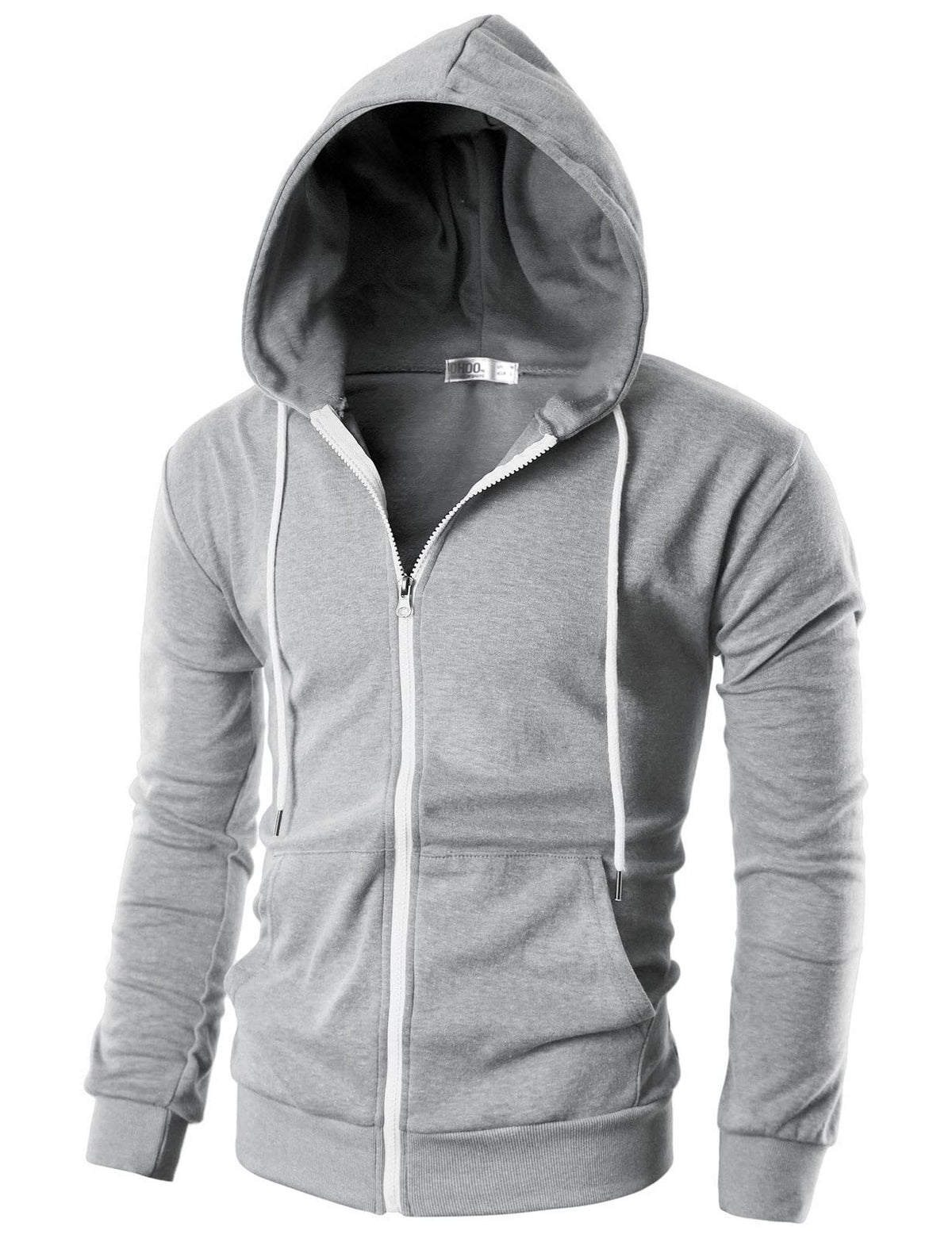 Ohoo Men's Zip Up Hoodie Lightweight Slim Fit Hooded Jacket