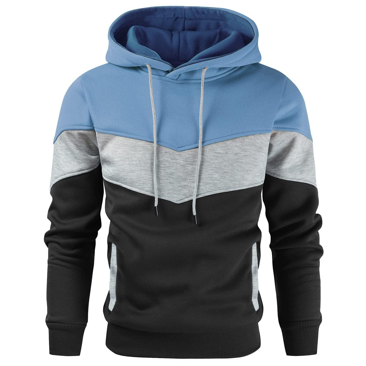 Gesean Men's Novelty Color Block Pullover Fleece Hoodie Casual Sweatshirt