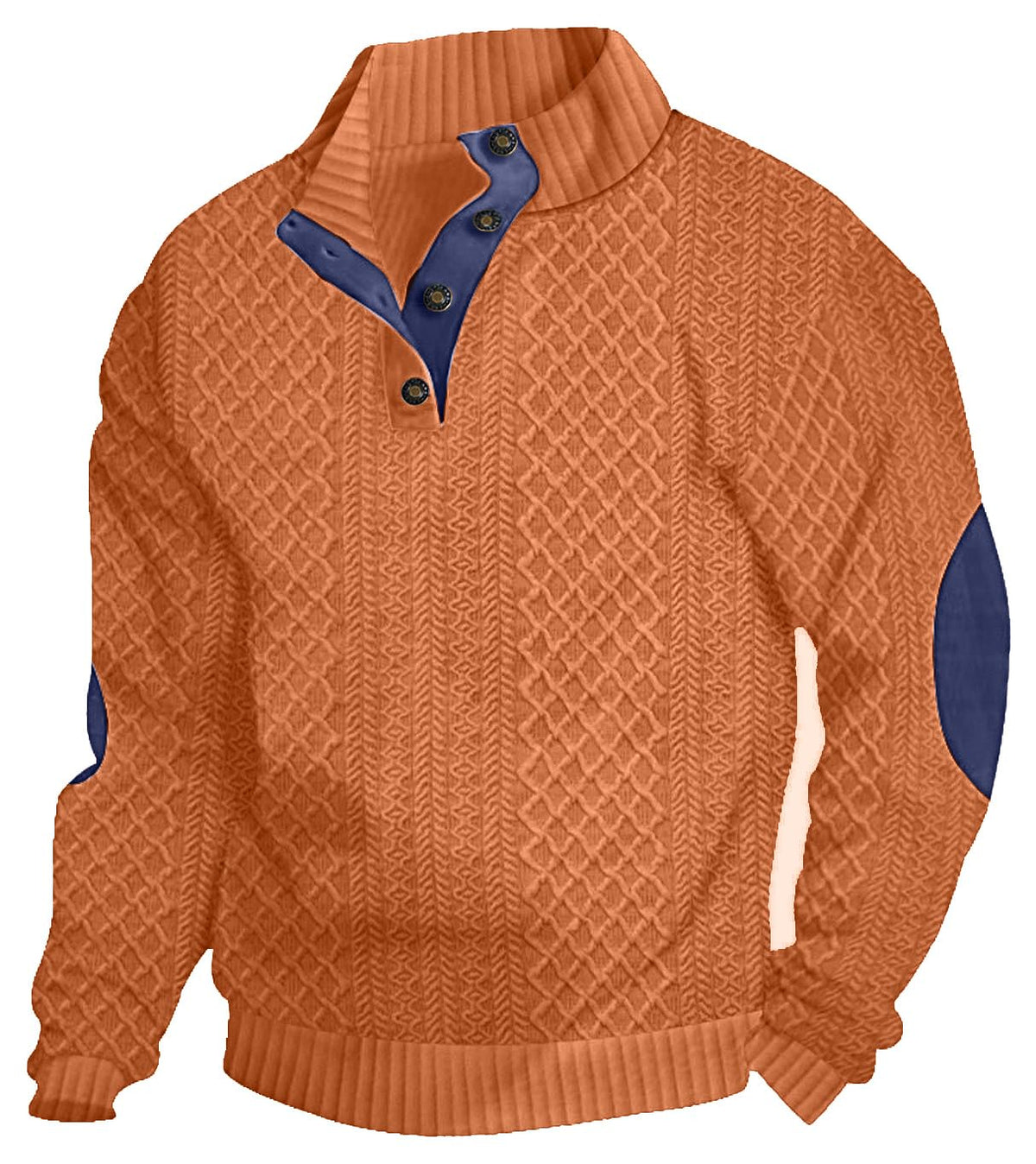 Men's Casual Sweatshirt Pullover Sweater Casual Long Sleeve Stand Collar Quarter Button Sweaters